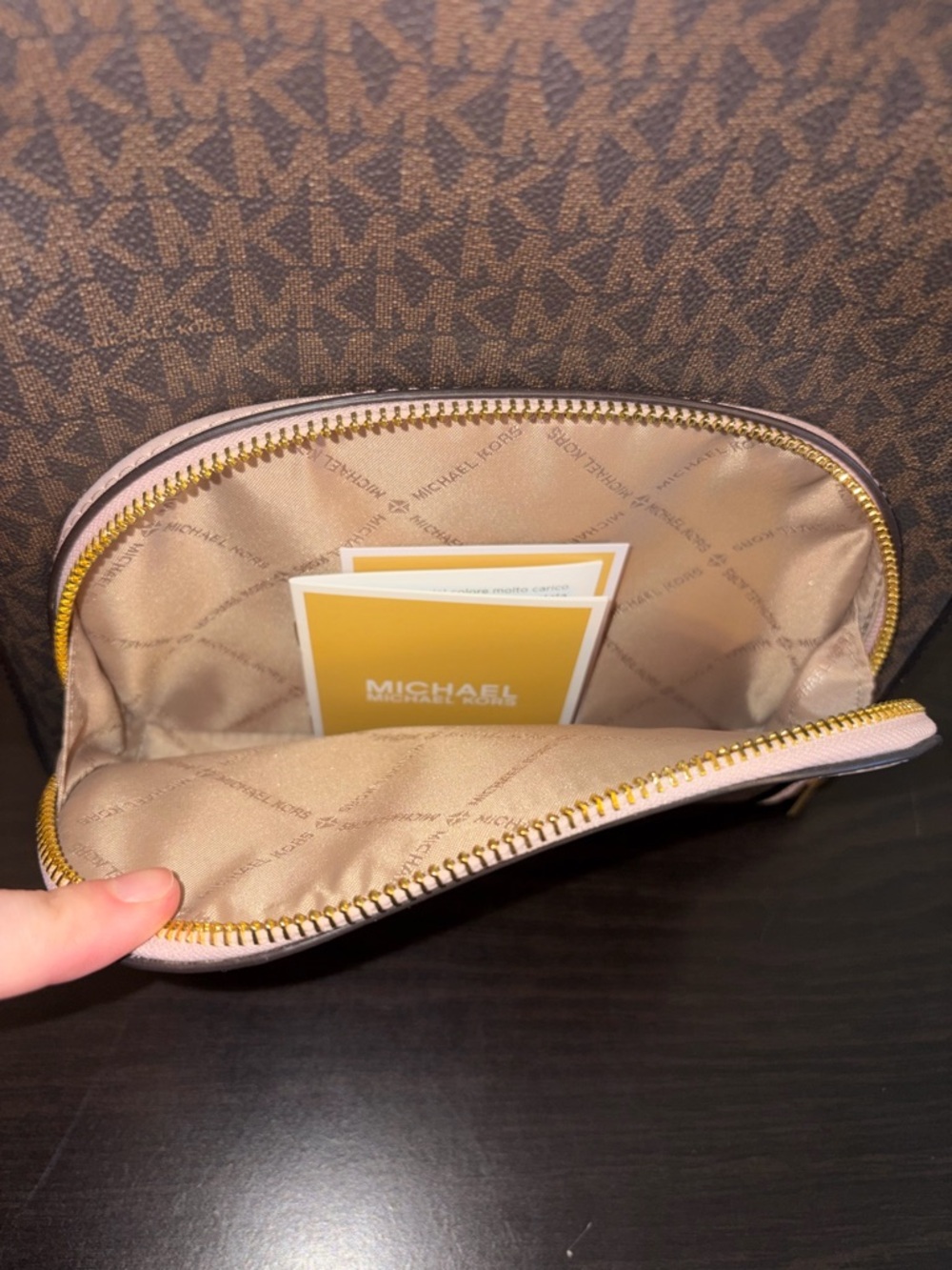 Michael Kors Brown Logo Backpack with Pale Pink Trim - Picture 7 of 7